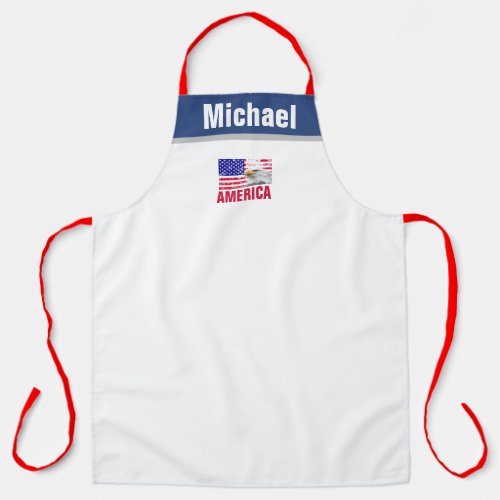 Vintage American Flag BBQ Grill Chef Patriotic Apron