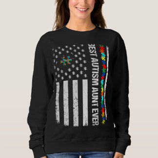 Vintage American Flag Best Autism Aunt Sweatshirt