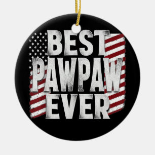 Vintage American Flag Best Pawpaw Ever Gift For Ceramic Ornament