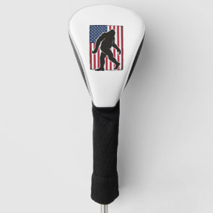 Vintage American Flag Bigfoot Silhouette Vector De Golf Head Cover