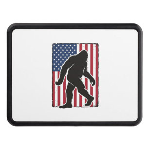 Vintage American Flag Bigfoot Silhouette Vector De Hitch Cover