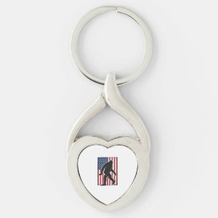 Vintage American Flag Bigfoot Silhouette Vector De Keychain
