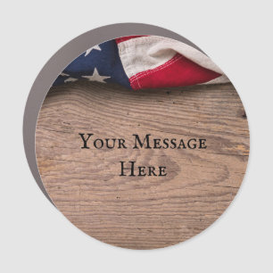 Vintage American Flag Border Car Magnet