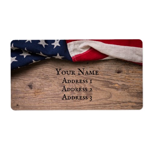 Vintage American Flag Border Label