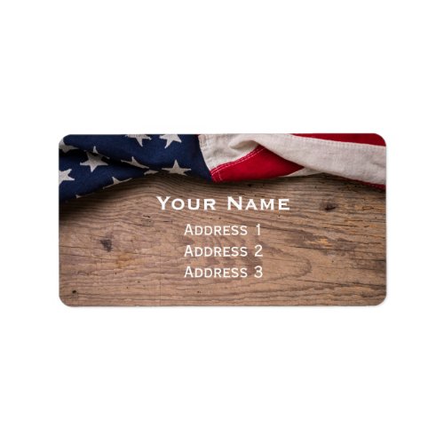 Vintage American Flag Border Label