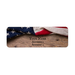 Vintage American Flag Border Label