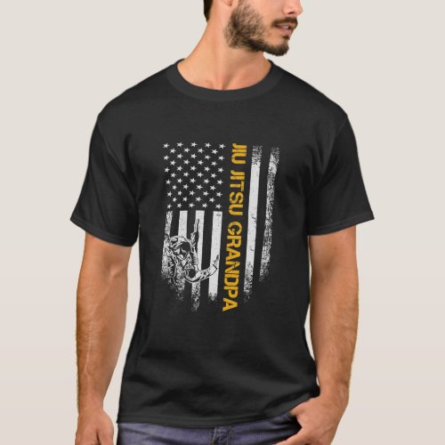 Vintage American Flag Brazilian Jiu Jitsu Grandpa T_Shirt