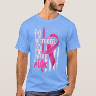 Vintage American Flag Breast Cancer Awareness Men T-Shirt