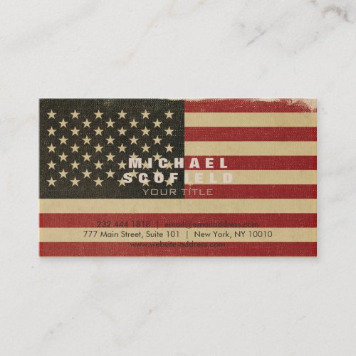 Vintage American Flag Business Card