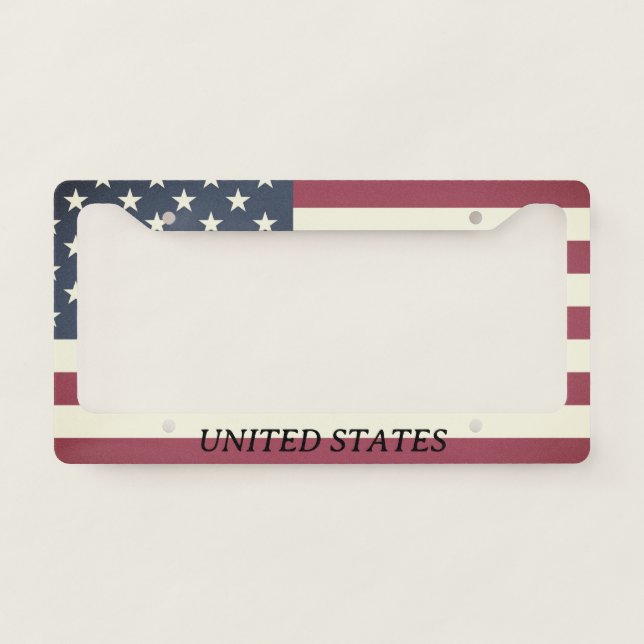 Vintage American flag car license plate frame (Front)