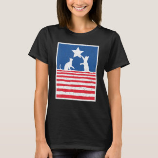 Vintage American Flag Cat 4th Of July T-Shirt
