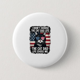 Vintage American Flag Cat Dad Father's Day Kitten  Button