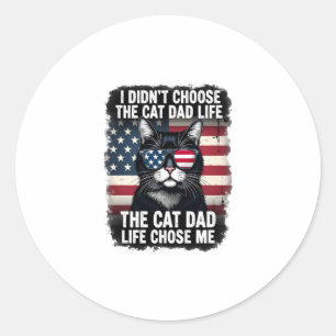 Vintage American Flag Cat Dad Father's Day Kitten  Classic Round Sticker