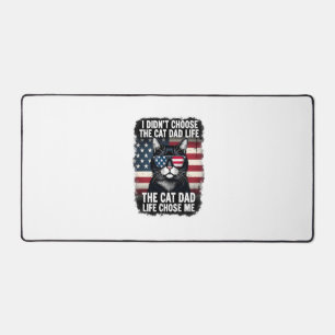 Vintage American Flag Cat Dad Father's Day Kitten Desk Mat