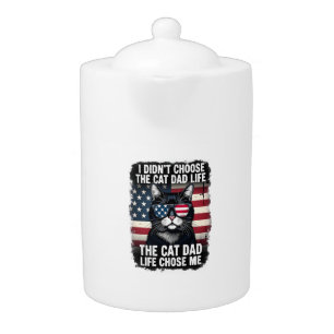 Vintage American Flag Cat Dad Father's Day Kitten Teapot