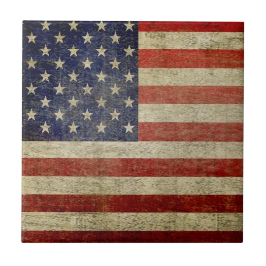 Vintage American Flag Ceramic Tile | Zazzle.com