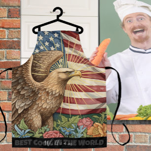 Vintage American Flag Chefs Apron, Eagle, USA Apron