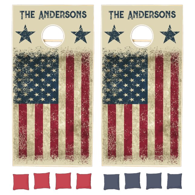Vintage American Flag Cornhole Set (Set)