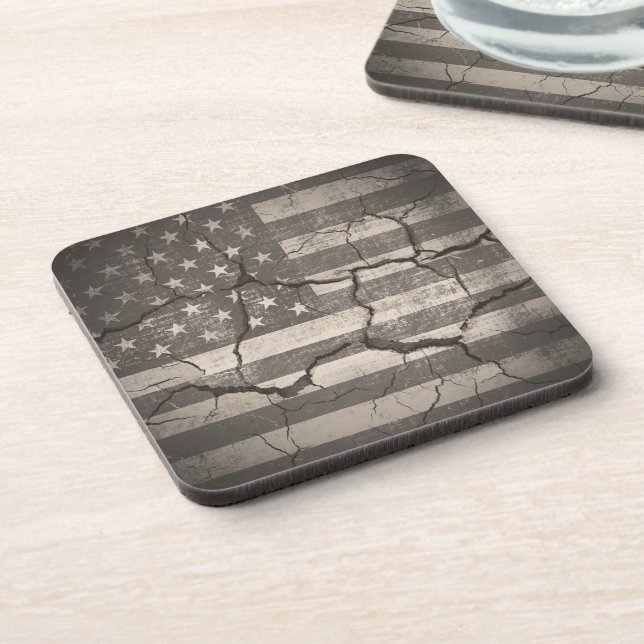 Vintage American Flag Cracked Beverage Coaster (Left Side)