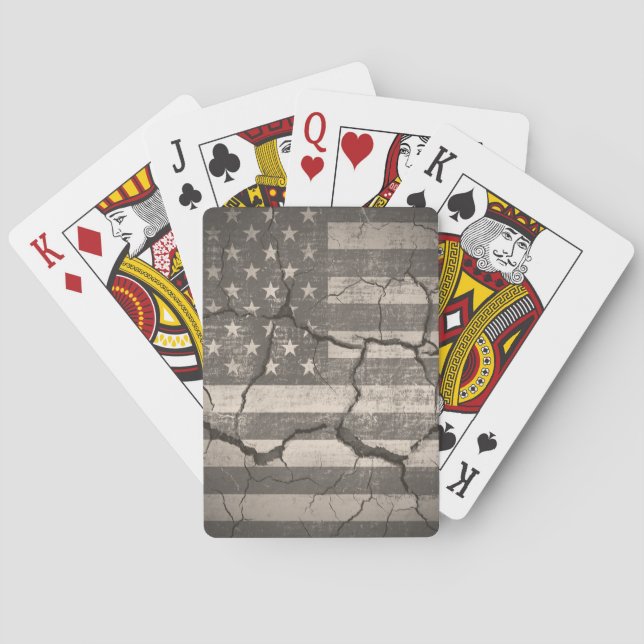 Vintage American Flag Cracked Poker Cards (Back)