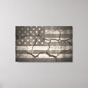 Vintage American Flag Cracked Wall Canvas Print