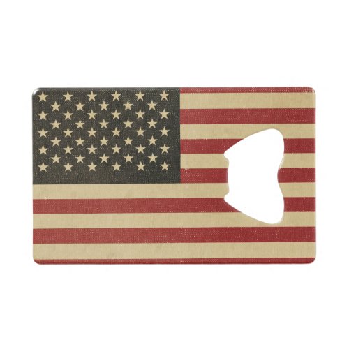 Vintage American Flag Credit Card Bottle Opener