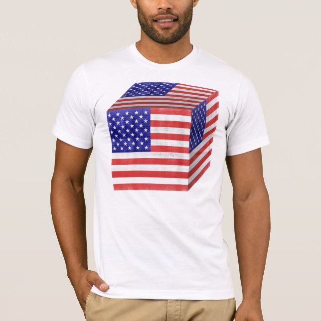 Vintage American Flag Cube T-shirt (Front)