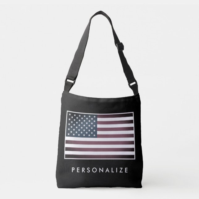 Vintage American flag custom crossbody bag (Front)
