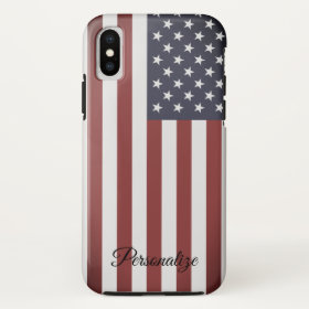 Vintage American flag custom name Case-Mate iPhone Case