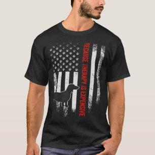 Vintage American Flag Dachshund Because Therapy Is T-Shirt