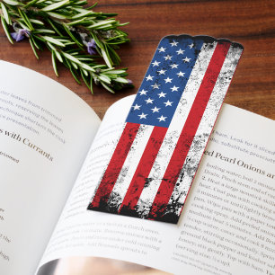 Vintage American Flag Design Red White Blue USA Bookmarks