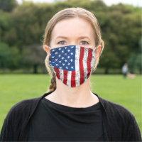 Vintage American Flag Design Red White Blue USA Cloth Face Mask