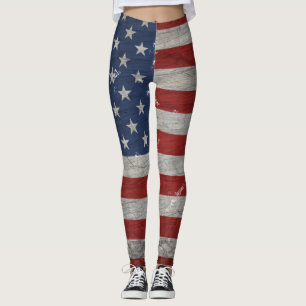 VINTAGE AMERICAN FLAG DISTRESSED LEGGINGS