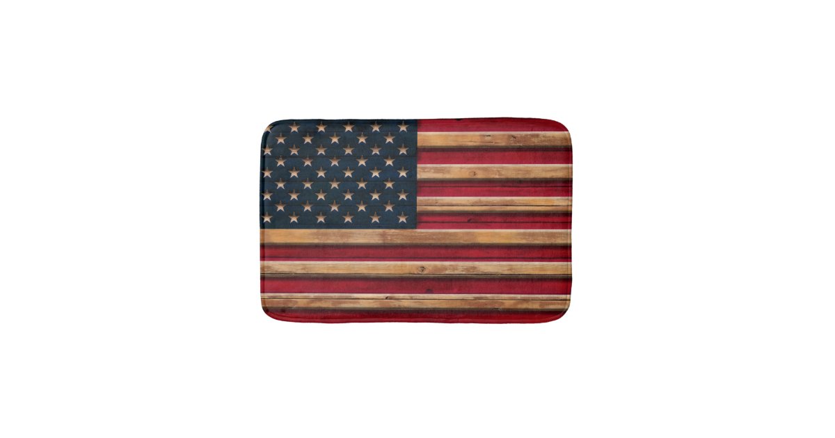 Download Vintage American Flag Distressed Wood Look Bath Mat ...