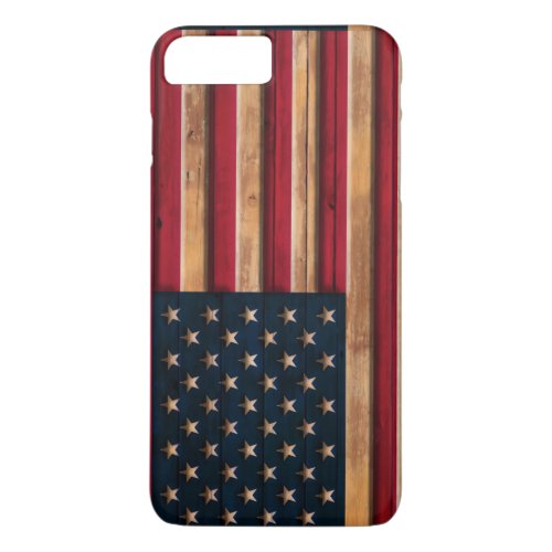 Vintage American Flag Distressed Wood Look iPhone 8 Plus7 Plus Case