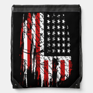 Vintage American Flag Drawstring Bag