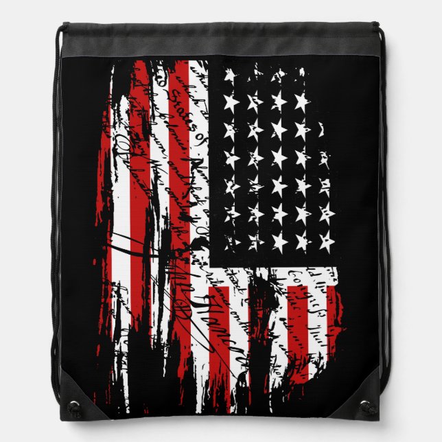 Vintage American Flag  Drawstring Bag (Front)