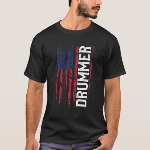 Vintage American Flag Drumstick USA Drummer T_Shirt
