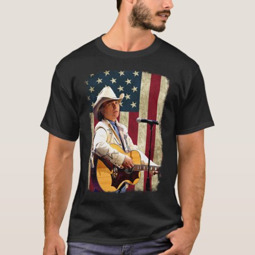 Vintage American Flag Dwight Yoakam Legendpng T_Shirt