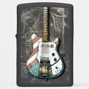 Vintage American Flag Electric Guitar Zippo Lighter