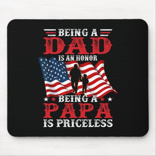 Vintage American Flag Fathers Day 4th Of July Gra Mouse Pad