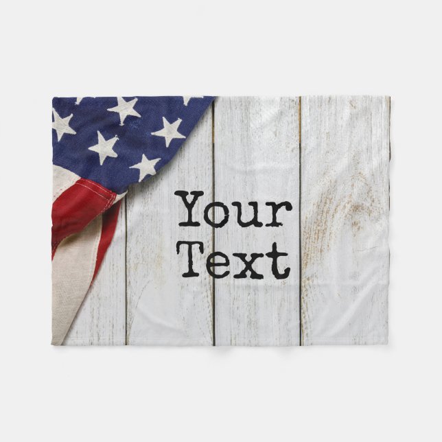 Vintage American Flag Fleece Blanket (Front (Horizontal))