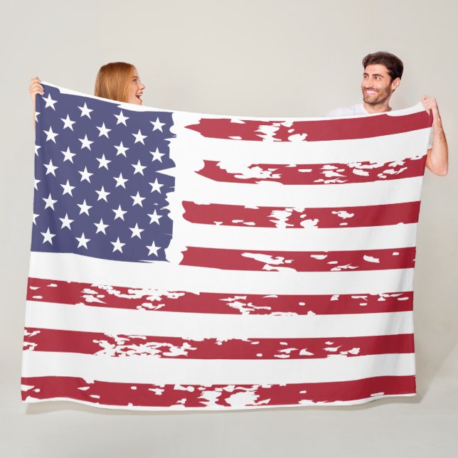Vintage American Flag Fleece Blanket (In Situ)