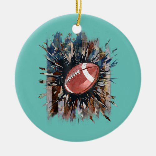 Vintage American Flag Football Player 4th Of July Ceramic Ornament