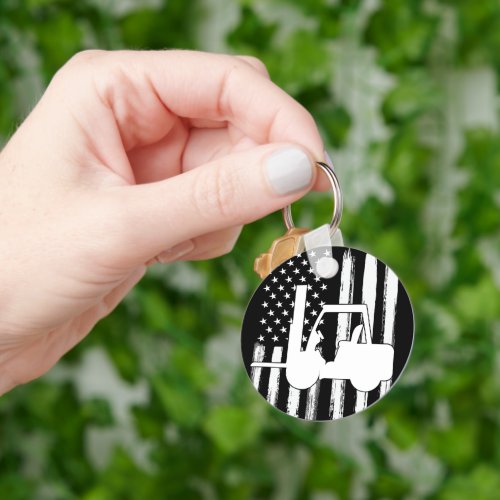 Vintage American Flag Forklift Keychain