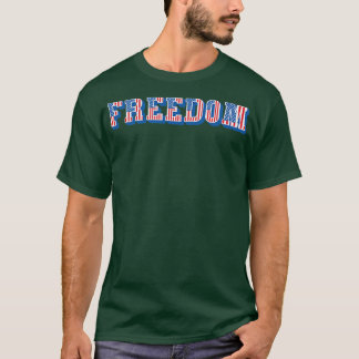 Vintage American Flag Freedom Text T-Shirt