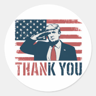 Vintage American Flag Funny Trump Thank you Classic Round Sticker