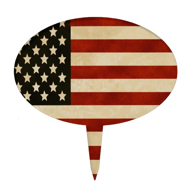 Vintage American Flag GIFTS Cake Topper (Front)
