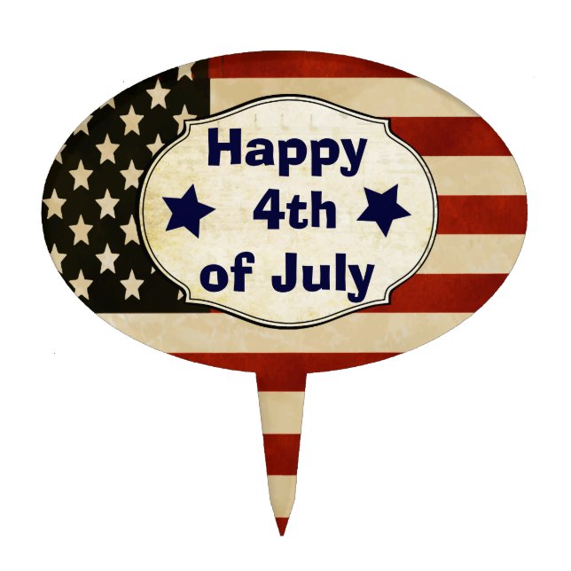 Vintage American Flag GIFTS Cake Topper (Front)