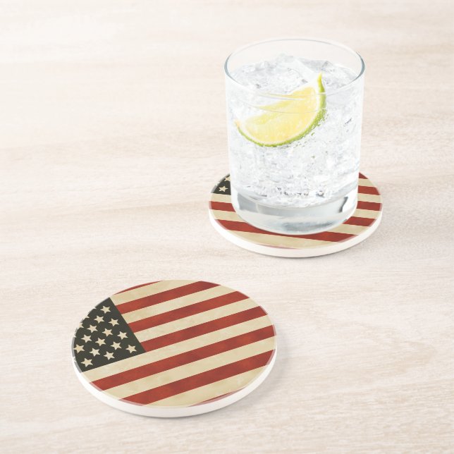Vintage American Flag GIFTS Drink Coaster (Side)
